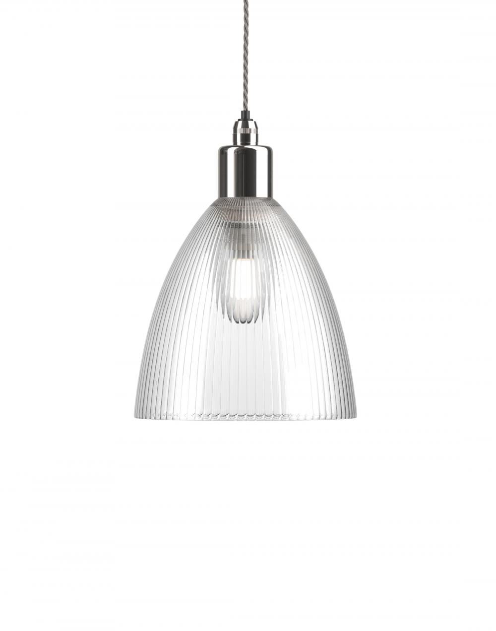 Fritz Fryer Ledbury Bathroom Pendant Medium Skinny Ribbed Nickel Bathroom Lighting Clear Designer Pendant Lighting