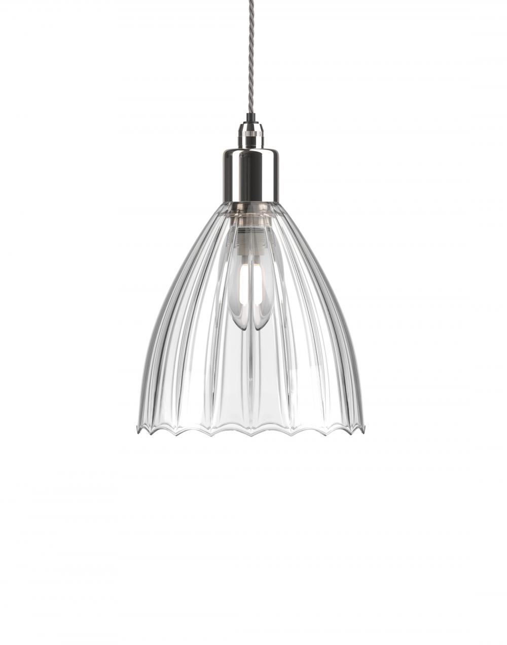 Fritz Fryer Ledbury Bathroom Pendant Medium Ribbed Nickel Bathroom Lighting Clear Designer Pendant Lighting