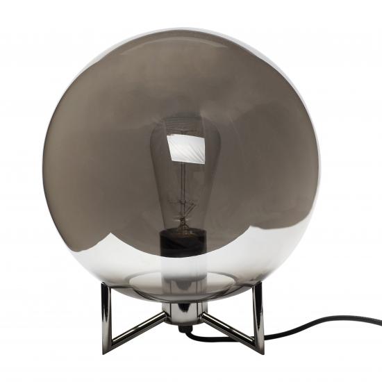 Smoked Grey Glass Globe Table Lamp