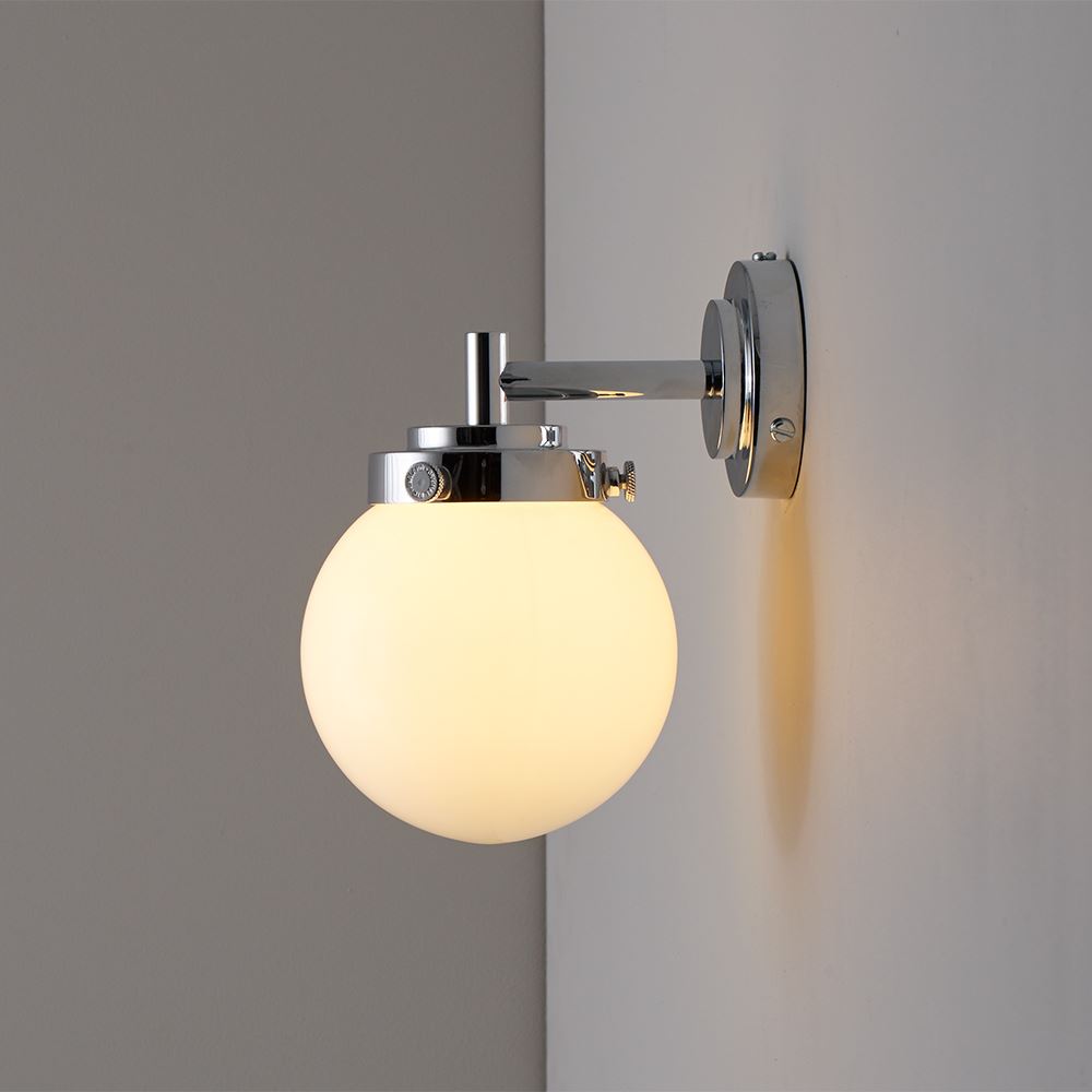 Mini Globe Wall Light Suitable For Bathrooms Chrome Opal