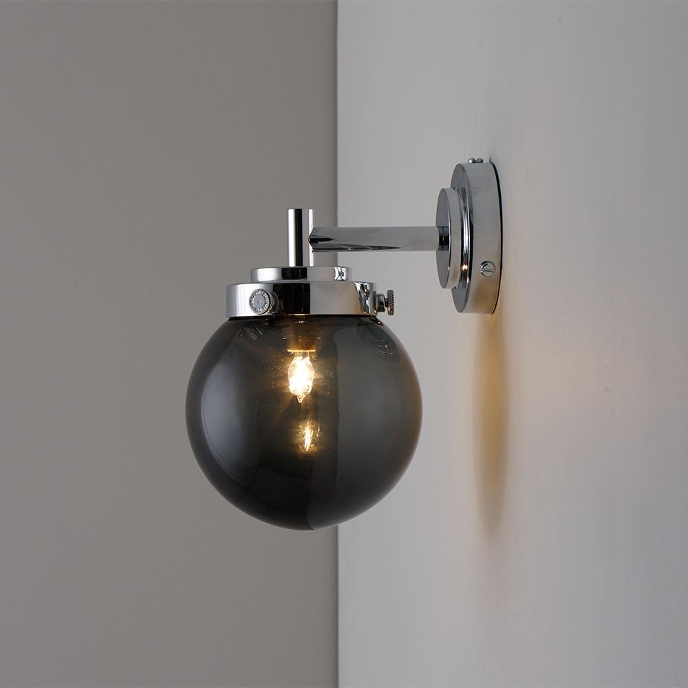 Mini Globe Wall Light Suitable For Bathrooms Chrome Anthracite