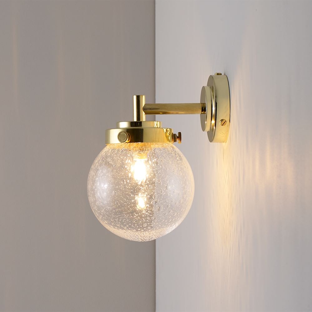 Mini Globe Wall Light Suitable For Bathrooms Brass Seedy