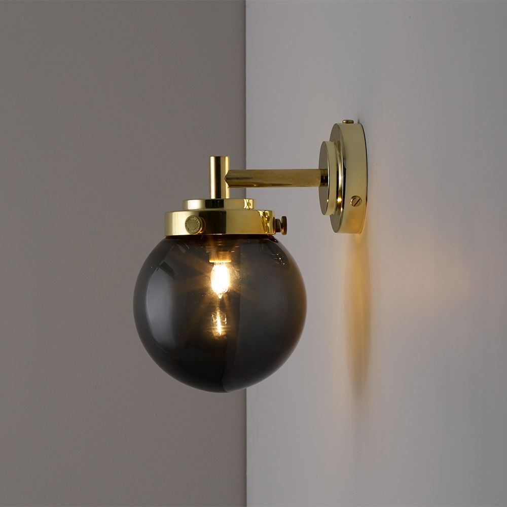 Mini Globe Wall Light Suitable For Bathrooms Brass Anthracite