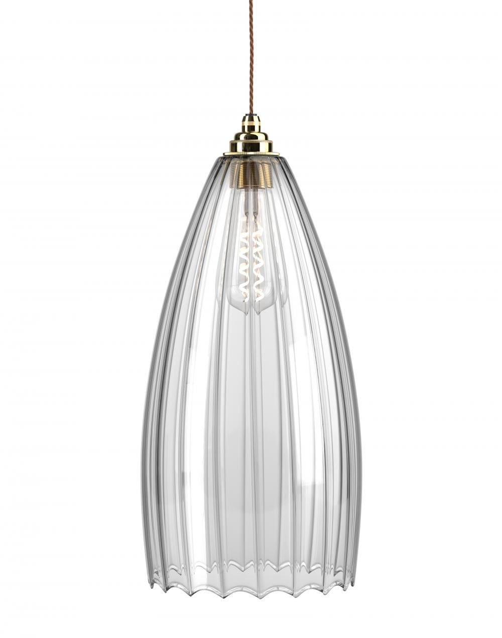 Fritz Fryer Upton Pendant Xl Ribbed Polished Brass Clear Designer Pendant Lighting