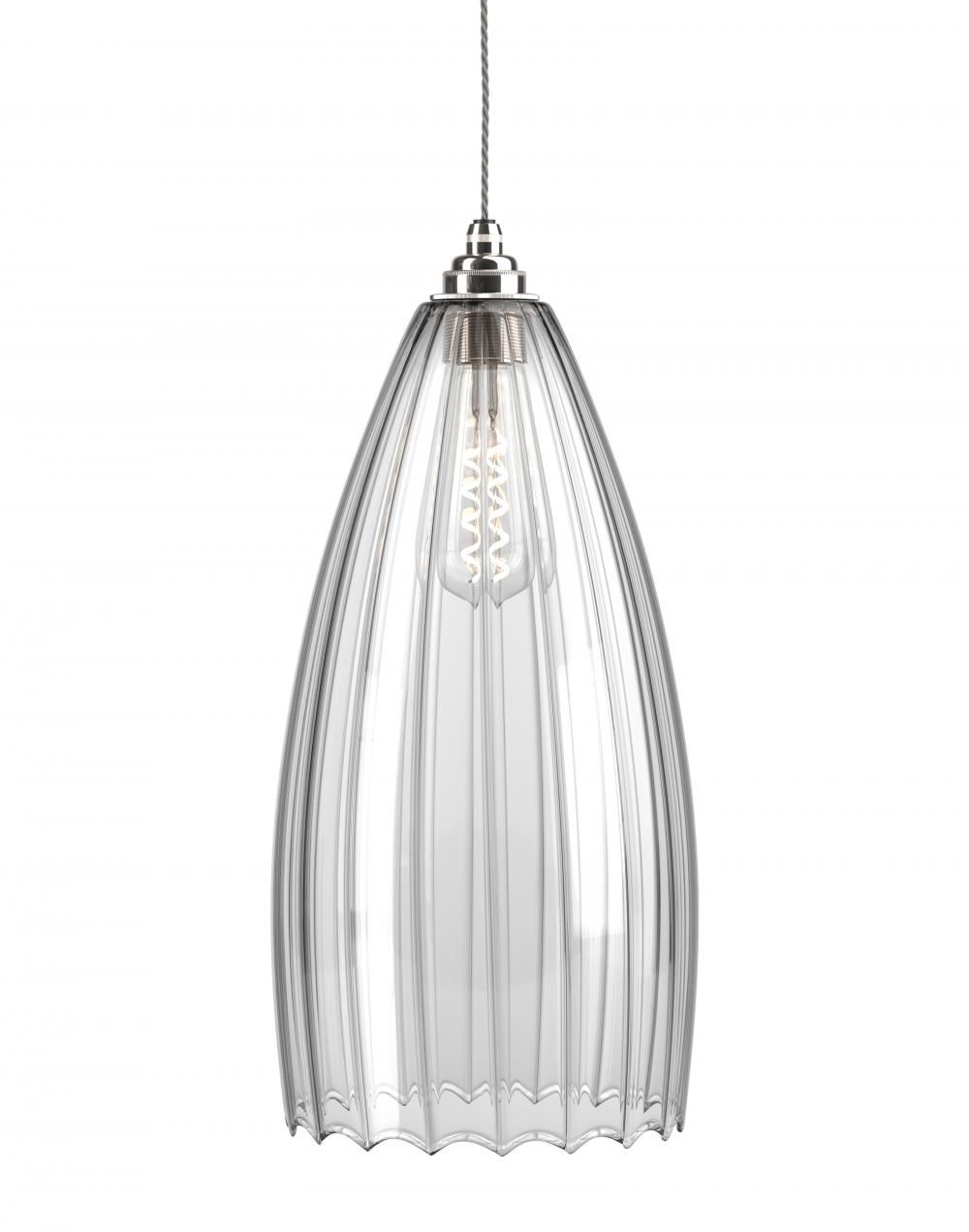 Fritz Fryer Upton Pendant Xl Ribbed Nickel Clear Designer Pendant Lighting