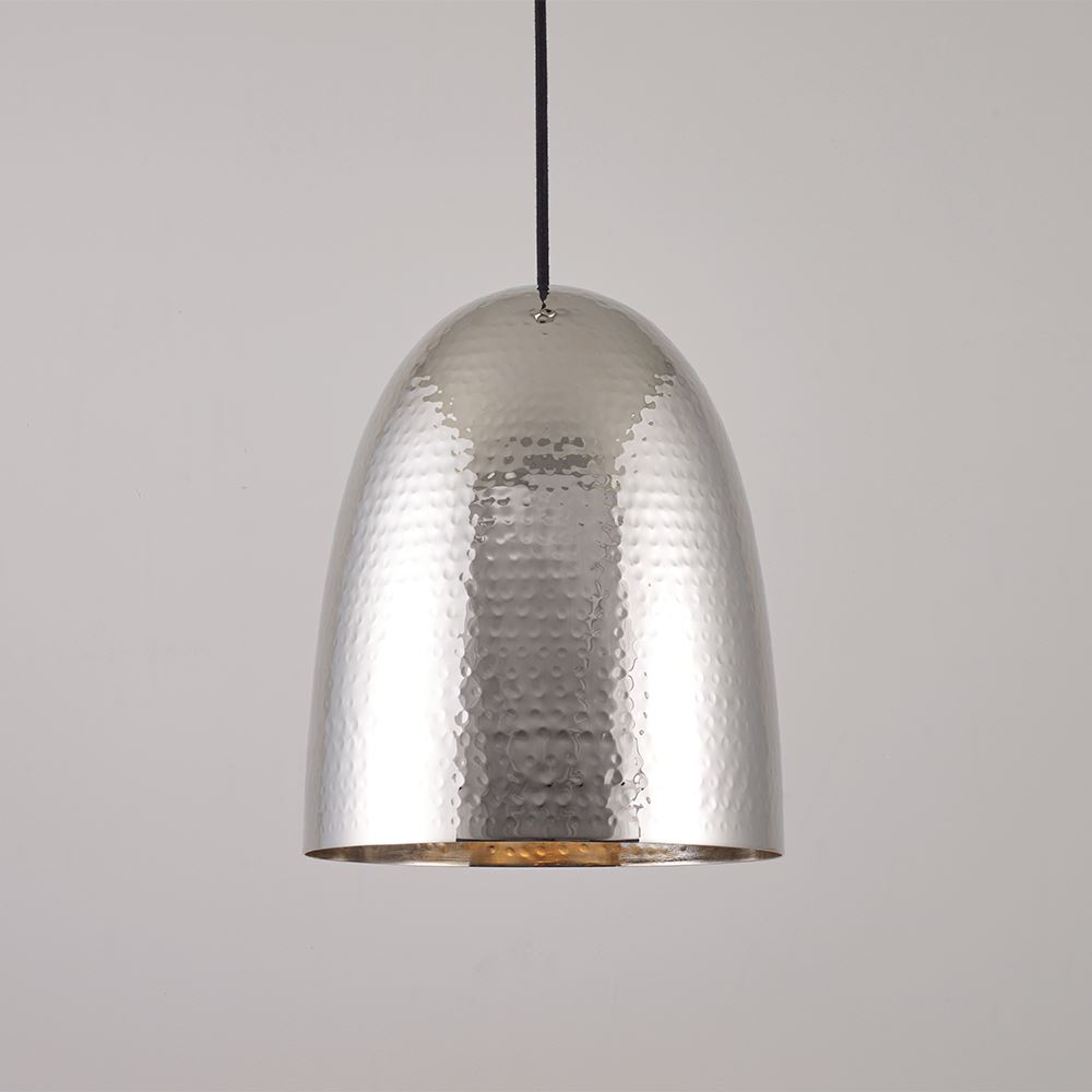 Original Btc Stanley Pendant Large Hammered Plated Nickel Silver Designer Pendant Lighting