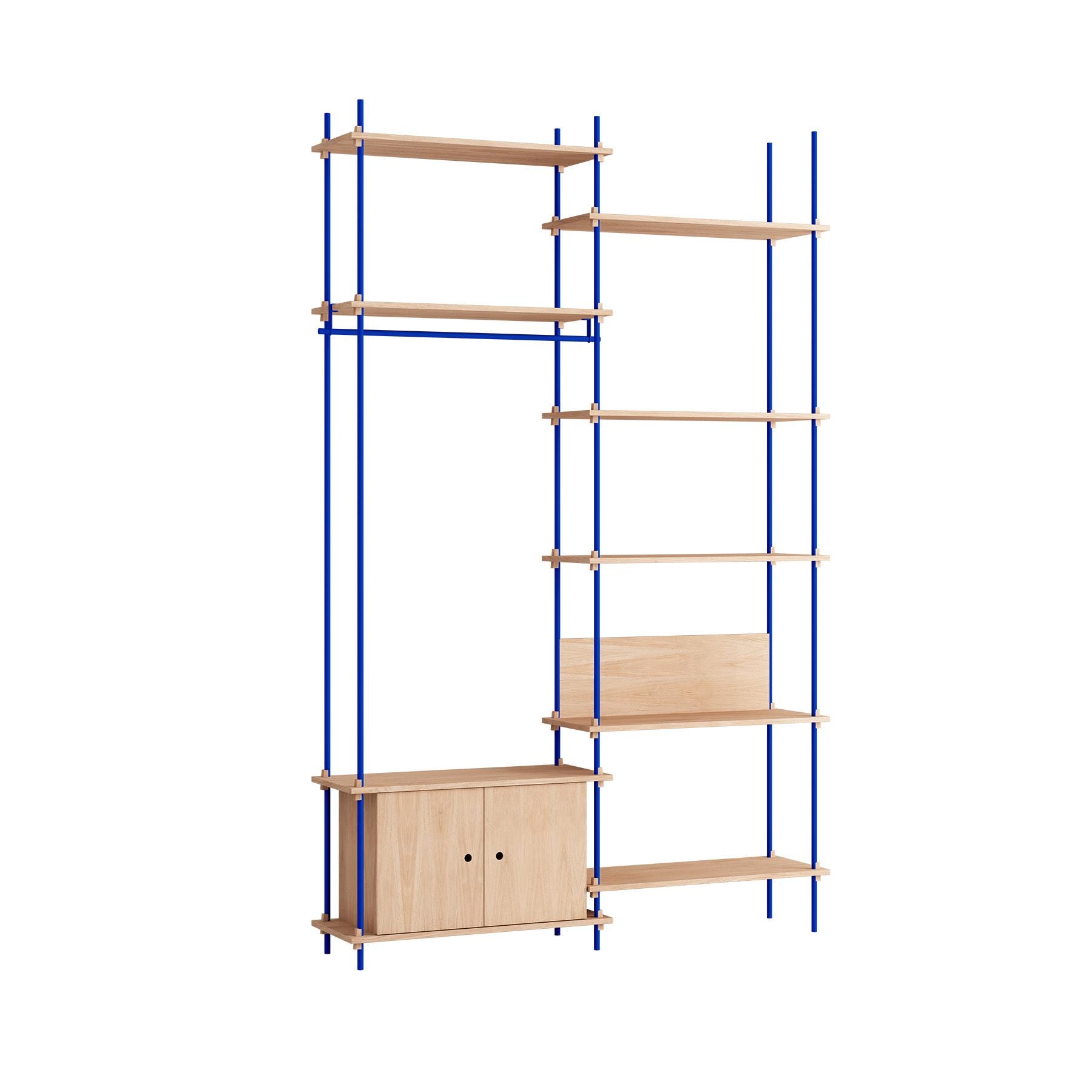 Moebe Double Shelving System 1 Cabinet Desk And Clothes Rail Oak Blue Light Wood Designer Furniture From Holloways Of Ludlow