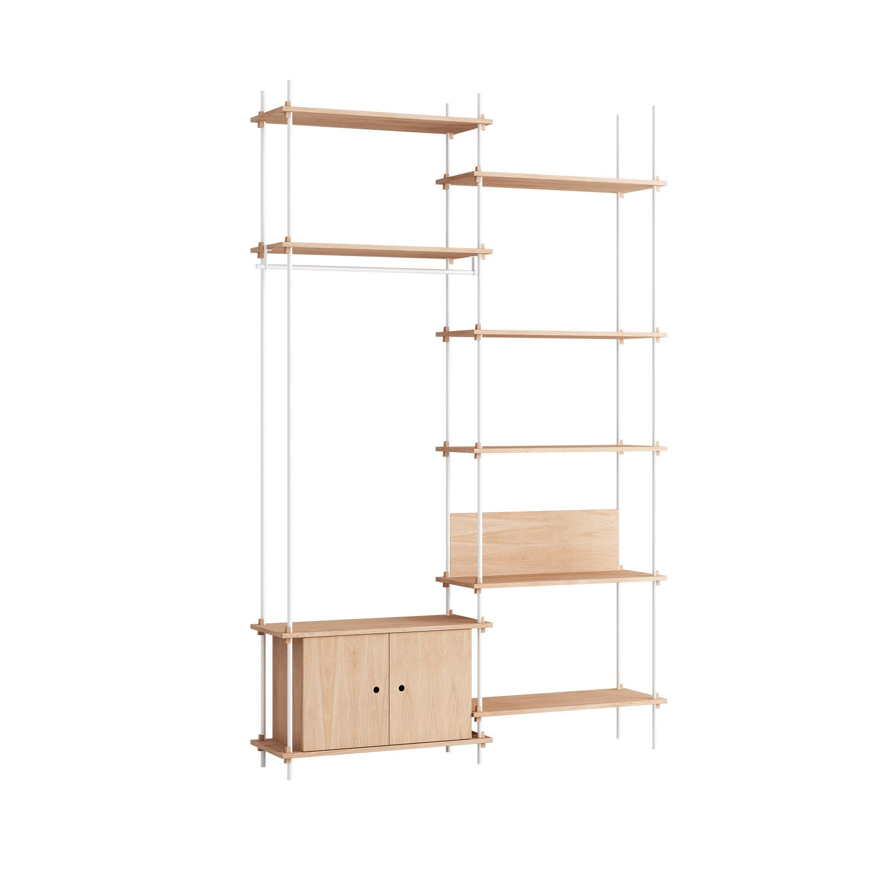 Moebe Double Shelving System 1 Cabinet Desk And Clothes Rail Oak White Light Wood Designer Furniture From Holloways Of Ludlow