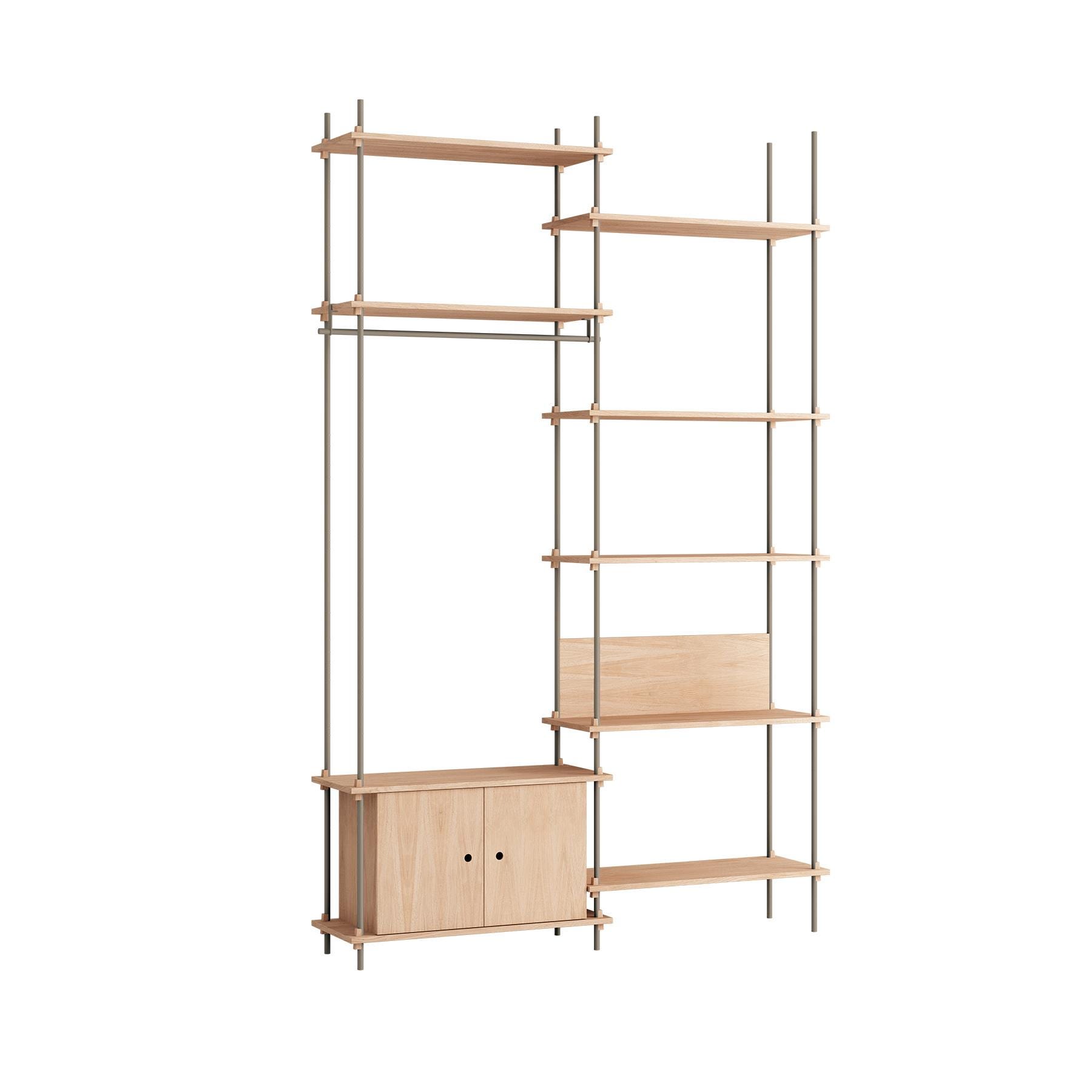Moebe Double Shelving System 1 Cabinet Desk And Clothes Rail Oak Warm Grey Light Wood Designer Furniture From Holloways Of Ludlow