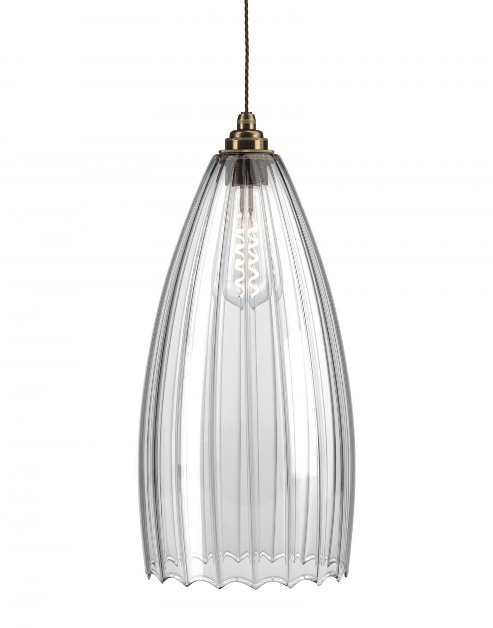 Fritz Fryer Upton Pendant Xl Ribbed Antique Brass Clear Designer Pendant Lighting