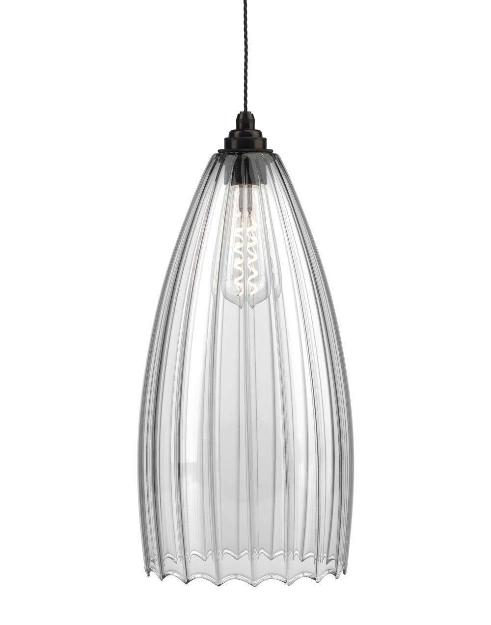 Fritz Fryer Upton Pendant Xl Ribbed Bronze Clear Designer Pendant Lighting