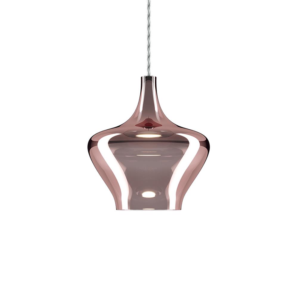 Lodes Nostalgia Pendant Single Medium Rose Gold Single Canopy Matte White Pink Designer Pendant Lighting