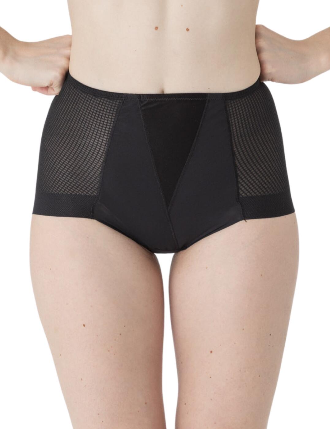 This Silhouette panty girdle from Maison Lejaby will make sure that you look amazing wherever you go. The full rear coverage and high-waisted design go well with the lower leg cuts allowing you a modest and comfortable fit. The smooth semi-sheer breathable fabric is invisible under clothing, so nobody can know that your figure is not naturally that perfect. The added opaque knit panel on the front further shapes and flattens your tummy.  Shapes waist, stomach and hips High-waisted Full rear coverage Matching co-ordinates available (also works well with Nuage and Nufit ranges) All materials are OEKO-TEX® certified Care: Hand wash Country of origin: Tunisia Composition: 63% Polyamide &pipe; 32% Elastane &pipe; 5% Cotton  Listed in UK sizes  53471-95878-1242372 19859 Shaping brief
