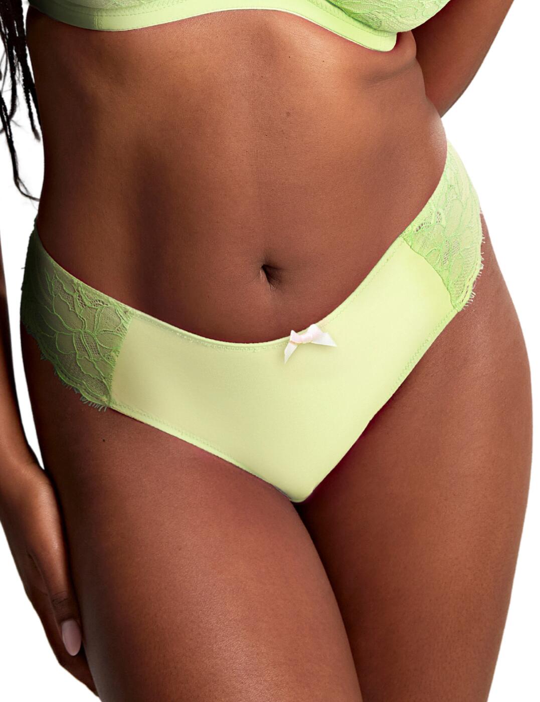 Ladies, get ready to add a touch of panache to your lingerie collection with the Panache Cherie Brazilian brief. Crafted with a low-rise waist, it perfectly contours your curves, offering just the right amount of cheeky rear coverage. The seamless front design promises a sleek look under any attire, while the semi-sheer lace that graces the hips and back injects a dose of femininity and allure. A playful cut-out at the rear adds a flirty twist, completed by a charming mini bow at the front for that final touch of sophistication. Matching coordinates are also available to complete the full look.