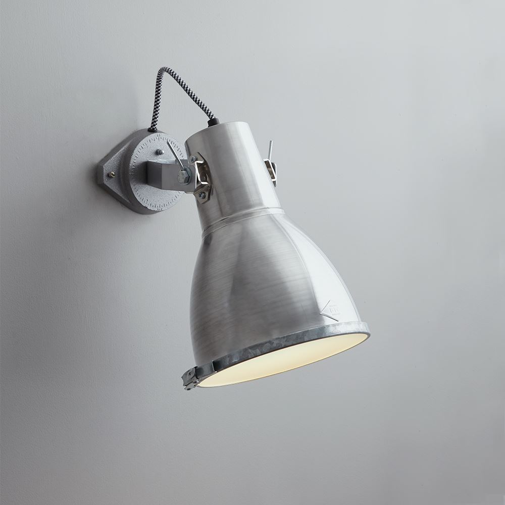 Stirrup Wall Light Medium With Etched Glass Natural Aluminium