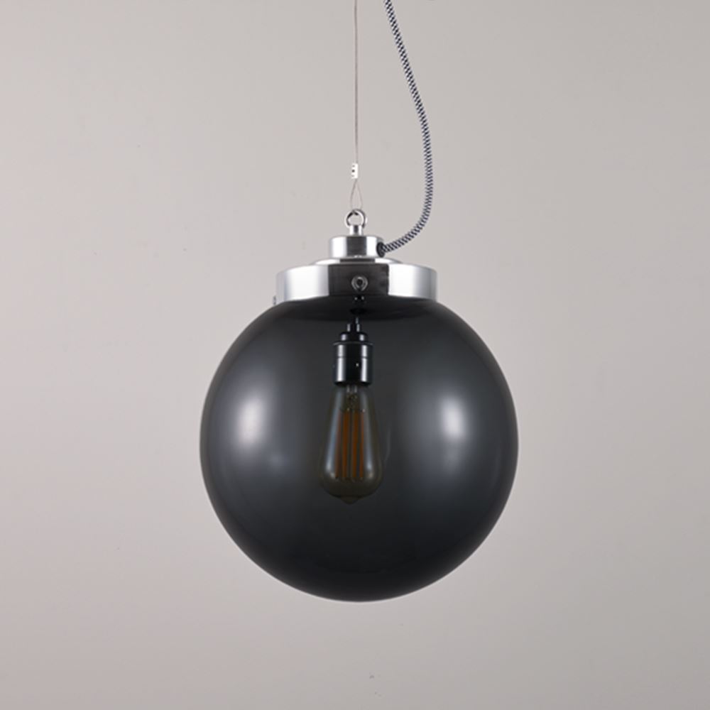 Original Btc Globe Pendant Medium Anthracite And Chrome Black Designer Pendant Lighting