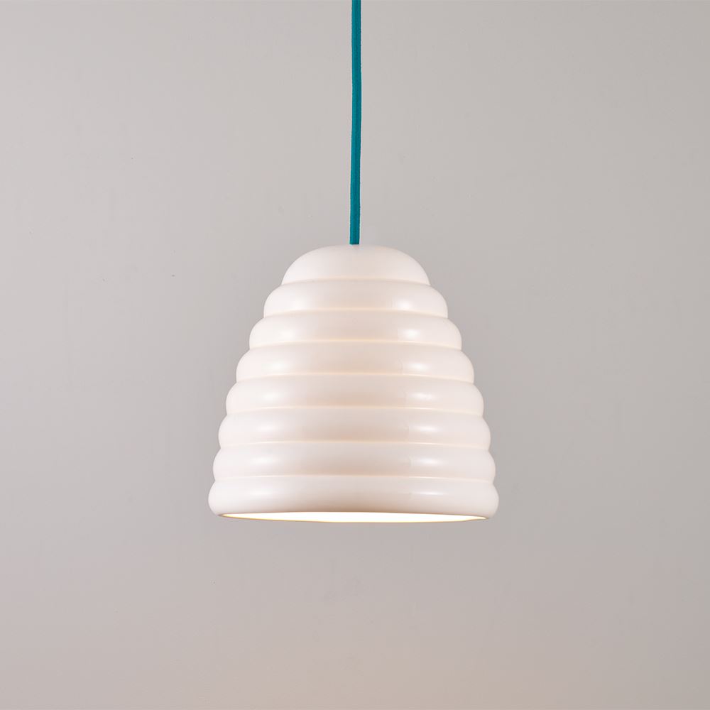 Original Btc Hector Bibendum Pendant Large White With Turquoise Cable Designer Pendant Lighting