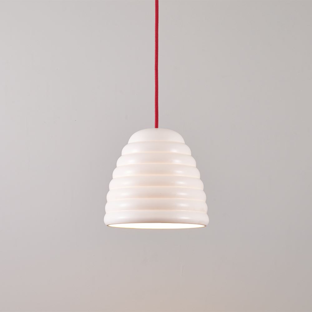 Original Btc Hector Bibendum Pendant Medium White With Red Cable Designer Pendant Lighting