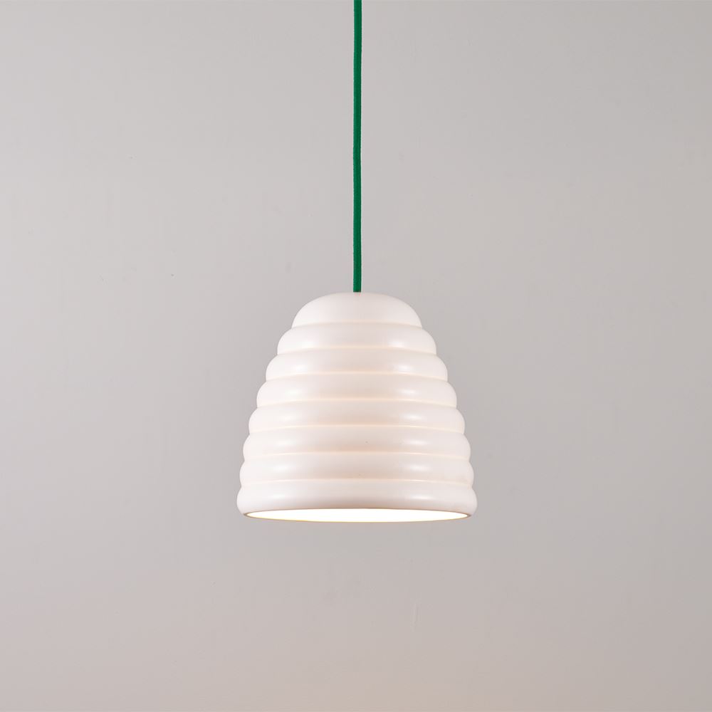 Original Btc Hector Bibendum Pendant Medium White With Green Cable Designer Pendant Lighting