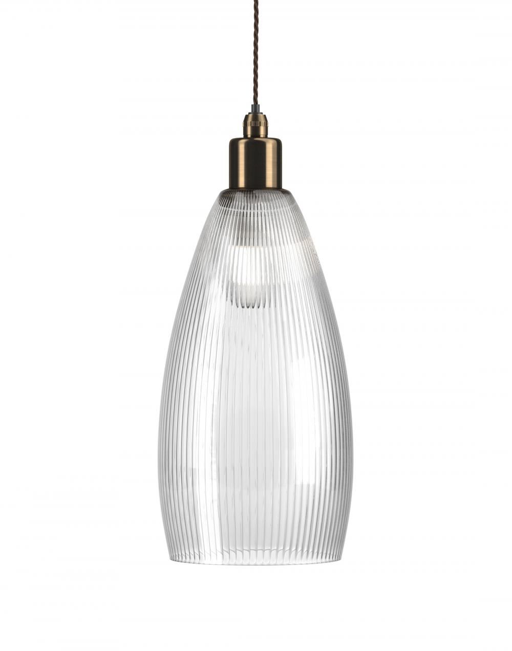 Fritz Fryer Upton Bathroom Pendant Large Skinny Ribbed Antique Brass Bathroom Lighting Clear Designer Pendant Lighting