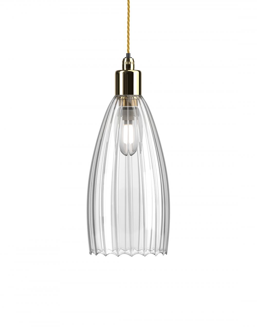 Fritz Fryer Upton Bathroom Pendant Medium Ribbed Polished Brass Bathroom Lighting Clear Designer Pendant Lighting