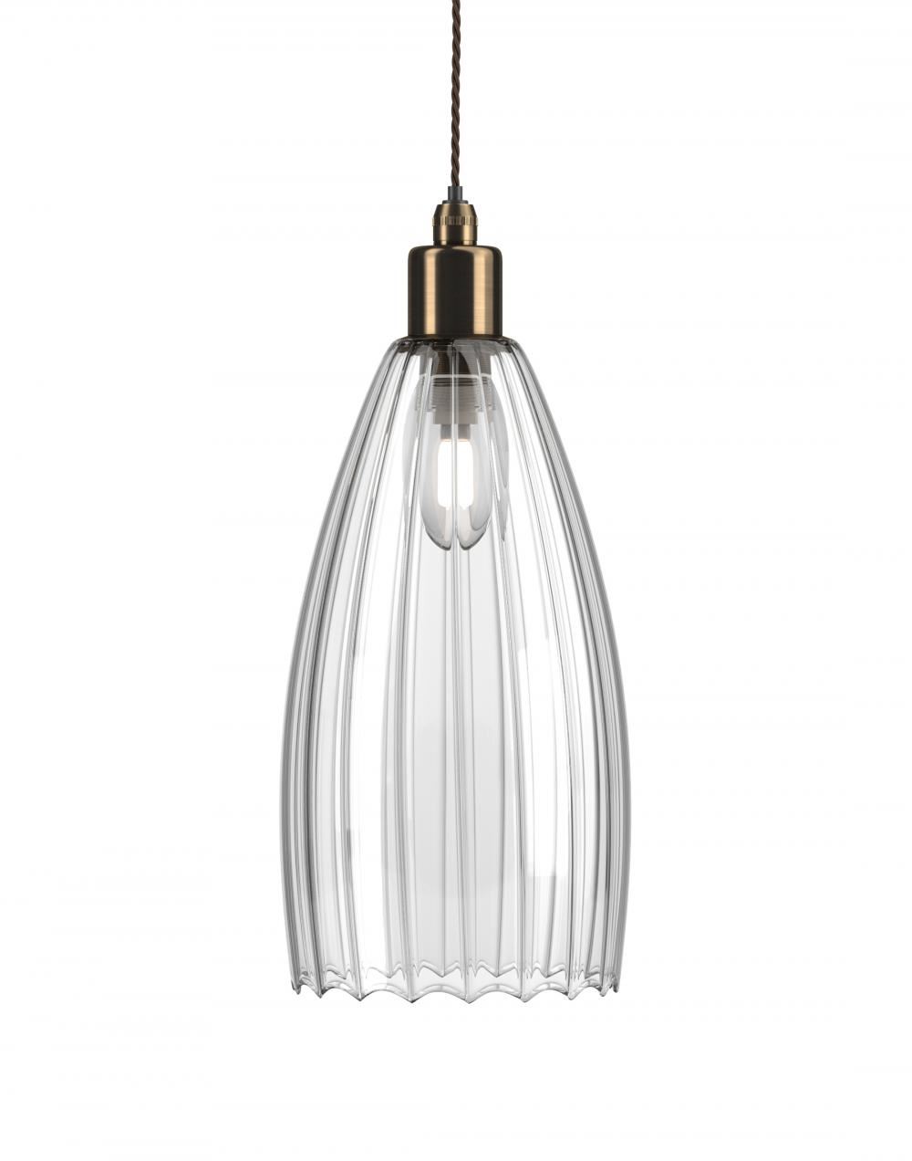 Fritz Fryer Upton Bathroom Pendant Large Ribbed Antique Brass Bathroom Lighting Clear Designer Pendant Lighting