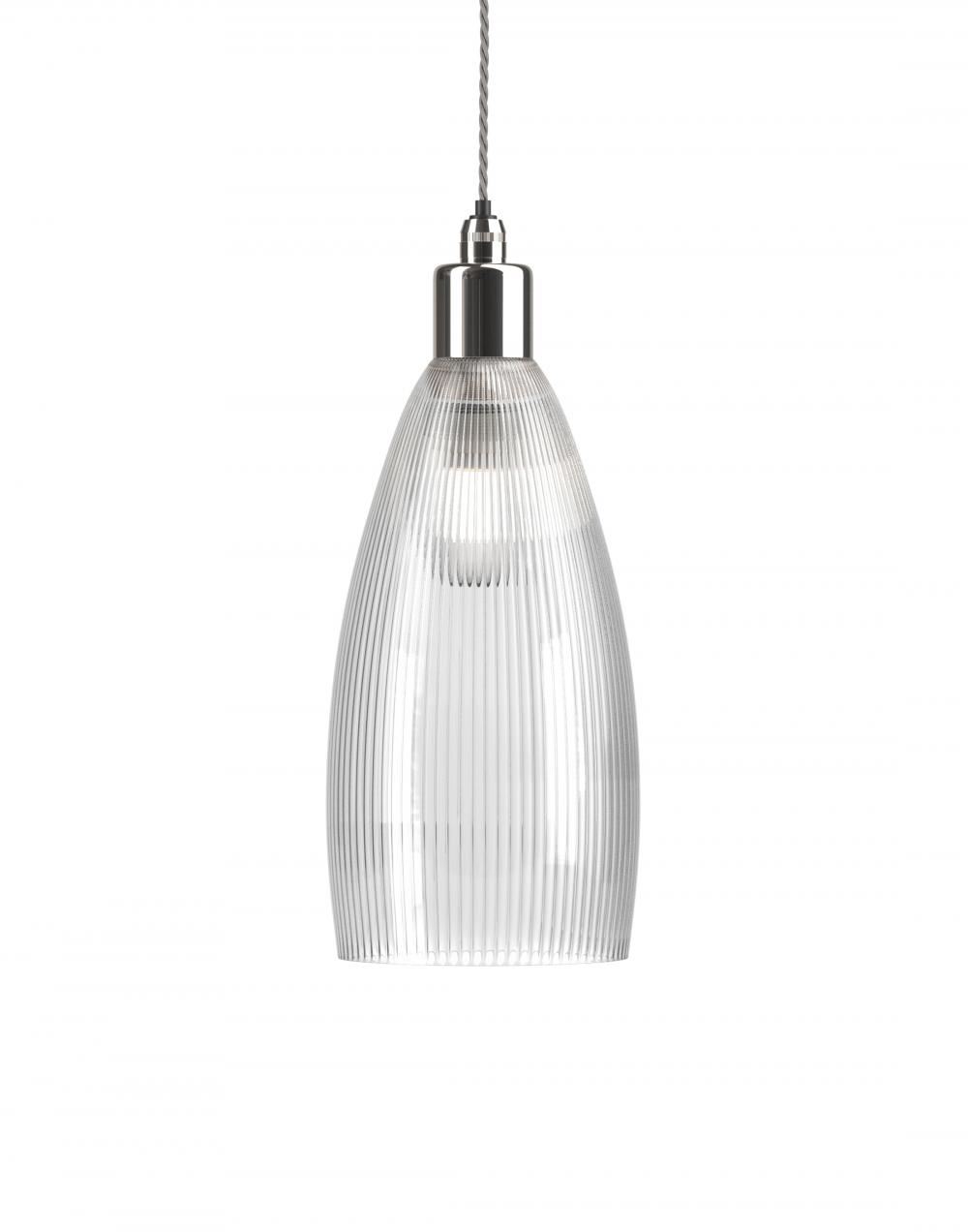 Fritz Fryer Upton Bathroom Pendant Medium Skinny Ribbed Nickel Bathroom Lighting Clear Designer Pendant Lighting