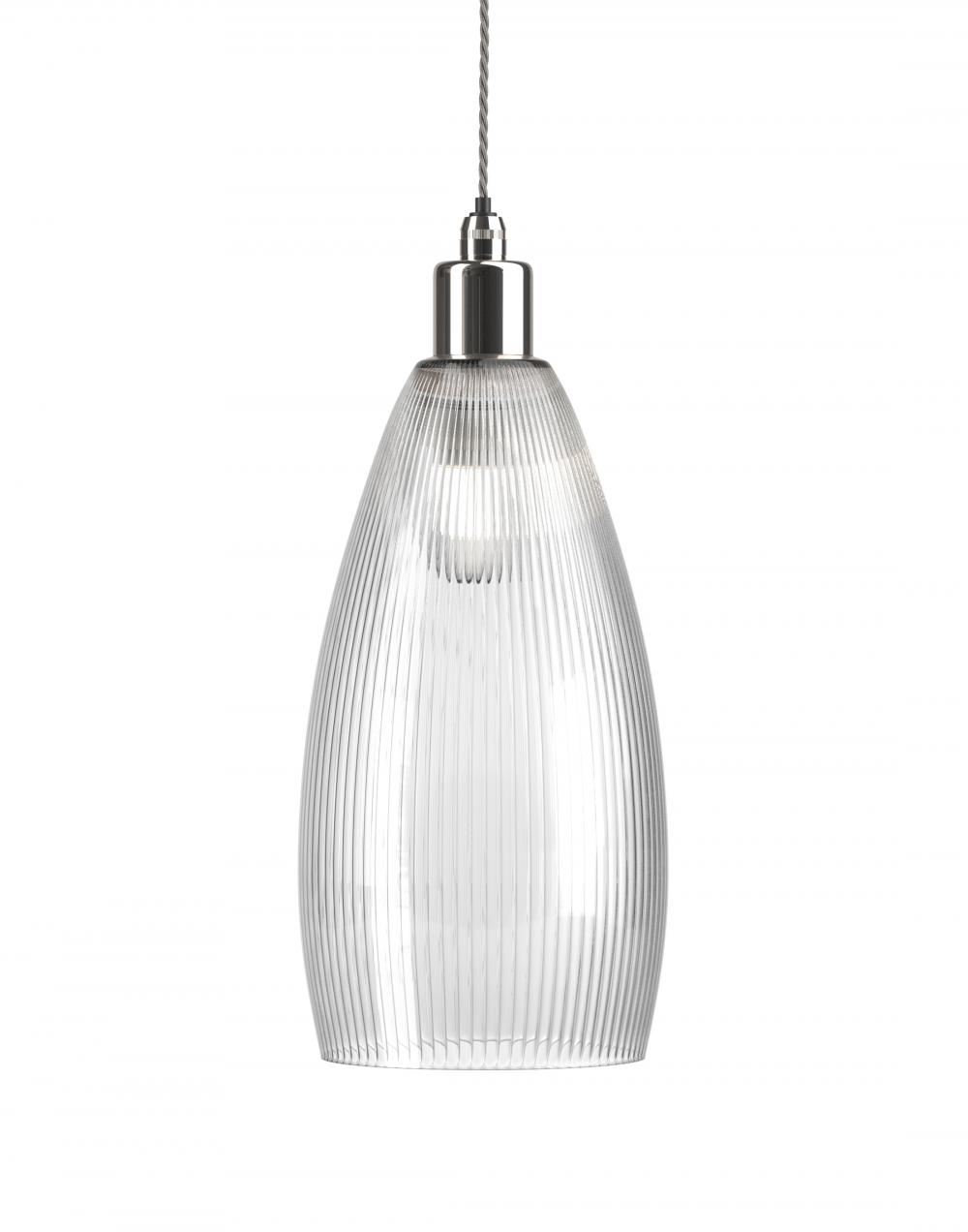 Fritz Fryer Upton Bathroom Pendant Large Skinny Ribbed Nickel Bathroom Lighting Clear Designer Pendant Lighting