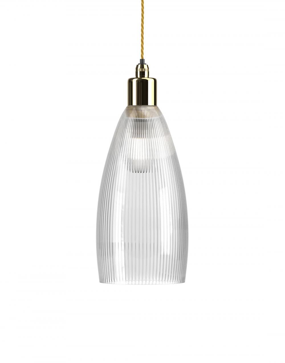 Fritz Fryer Upton Bathroom Pendant Medium Skinny Ribbed Polished Brass Bathroom Lighting Clear Designer Pendant Lighting