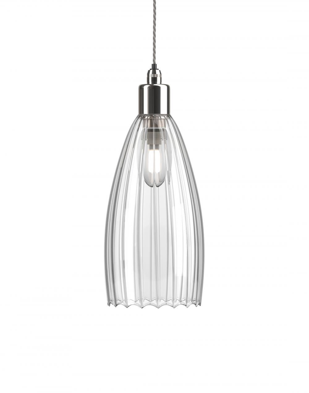 Fritz Fryer Upton Bathroom Pendant Medium Ribbed Nickel Bathroom Lighting Clear Designer Pendant Lighting