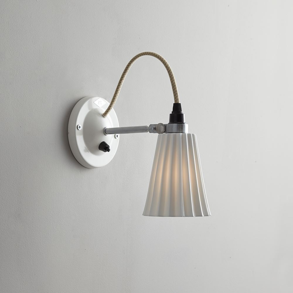 Hector Pleat Wall Light Small Switched Natural White