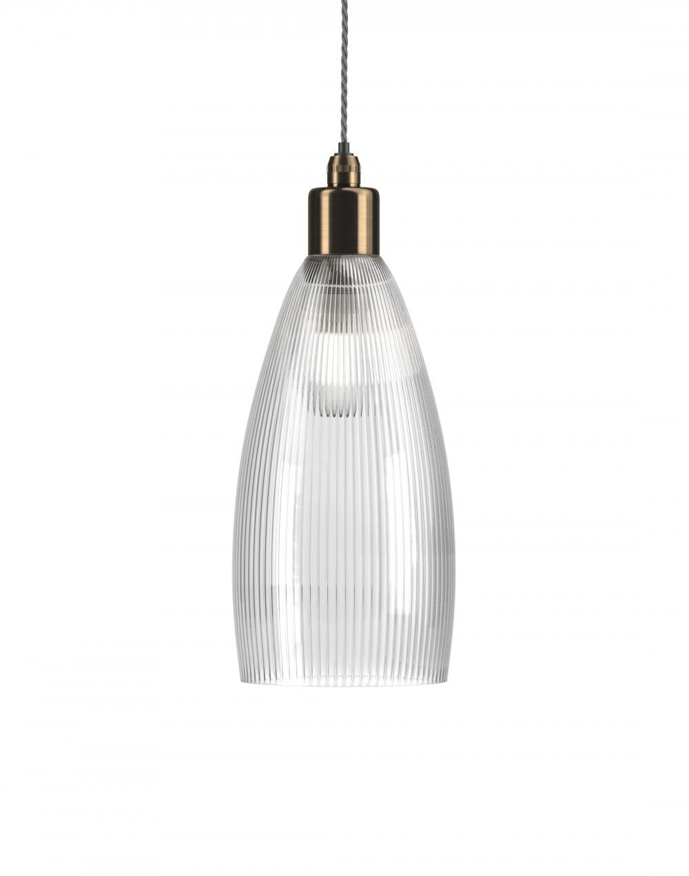 Fritz Fryer Upton Bathroom Pendant Medium Skinny Ribbed Antique Brass Bathroom Lighting Clear Designer Pendant Lighting