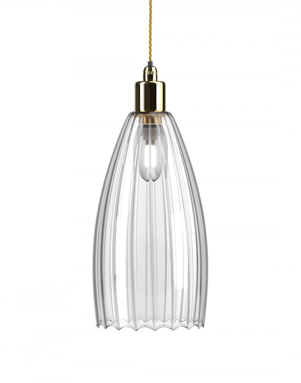 Fritz Fryer Upton Bathroom Pendant Large Ribbed Polished Brass Bathroom Lighting Clear Designer Pendant Lighting