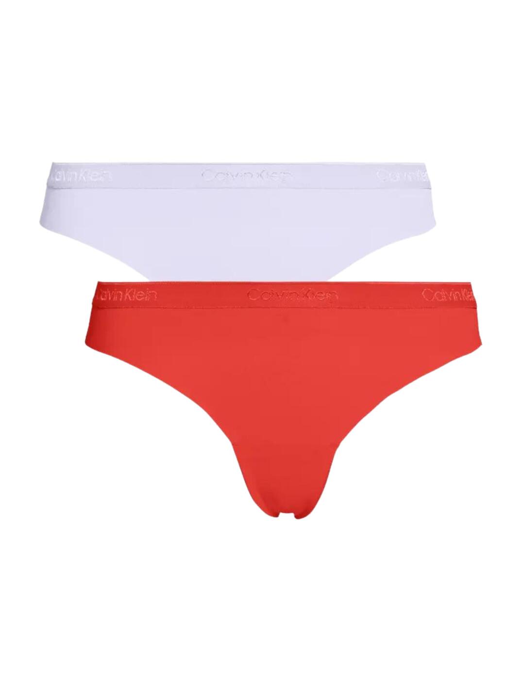The Dynamic Micro lingerie line offers the utmost comfort in the iconic athleisure Calvin Klein style. This 2 pack of thongs are made from the softest microfibre stretch fabric and are an everyday essential. A mid-rise waist with signature Calvin Klein branding combined with minimal coverage creates a cheeky designer style. The smooth leg trims creating an invisible panty line perfect under even body-hugging clothing.  2 pack of thongs Iconic Calvin Klein waistband Ultra-soft microfibre fabric Invisible under clothing Classic minimal coverage thong shape Composition: 75% Nylon &pipe; 25% Elastane Listed in UK sizes  49116-89048-1190466 QD3695E Thong