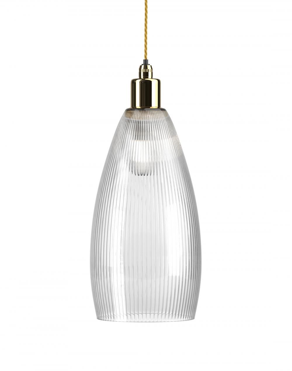 Fritz Fryer Upton Bathroom Pendant Large Skinny Ribbed Polished Brass Bathroom Lighting Clear Designer Pendant Lighting