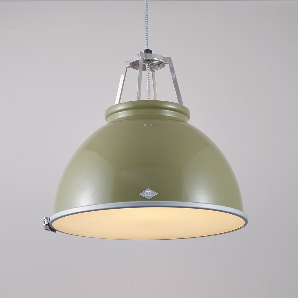 Original Btc Titan Pendant Size 3 Olive Green White Interior Etched Glass Diffuser Designer Pendant Lighting