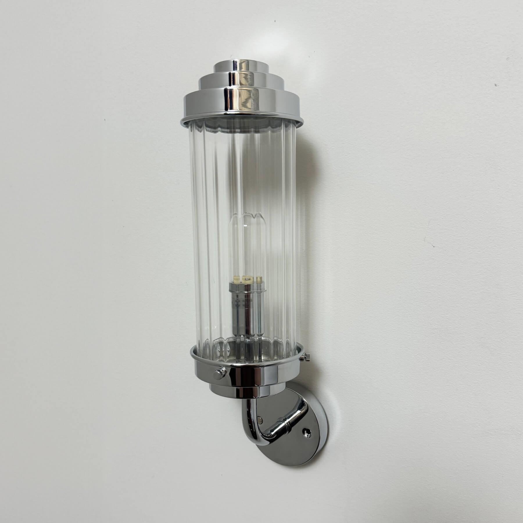 Old School Electric Pimlico Bracket Wall Light Polished Chrome Clear