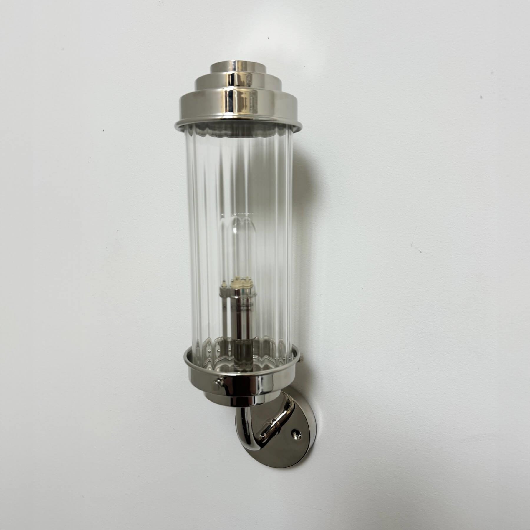 Old School Electric Pimlico Bracket Wall Light Polished Nickel Clear