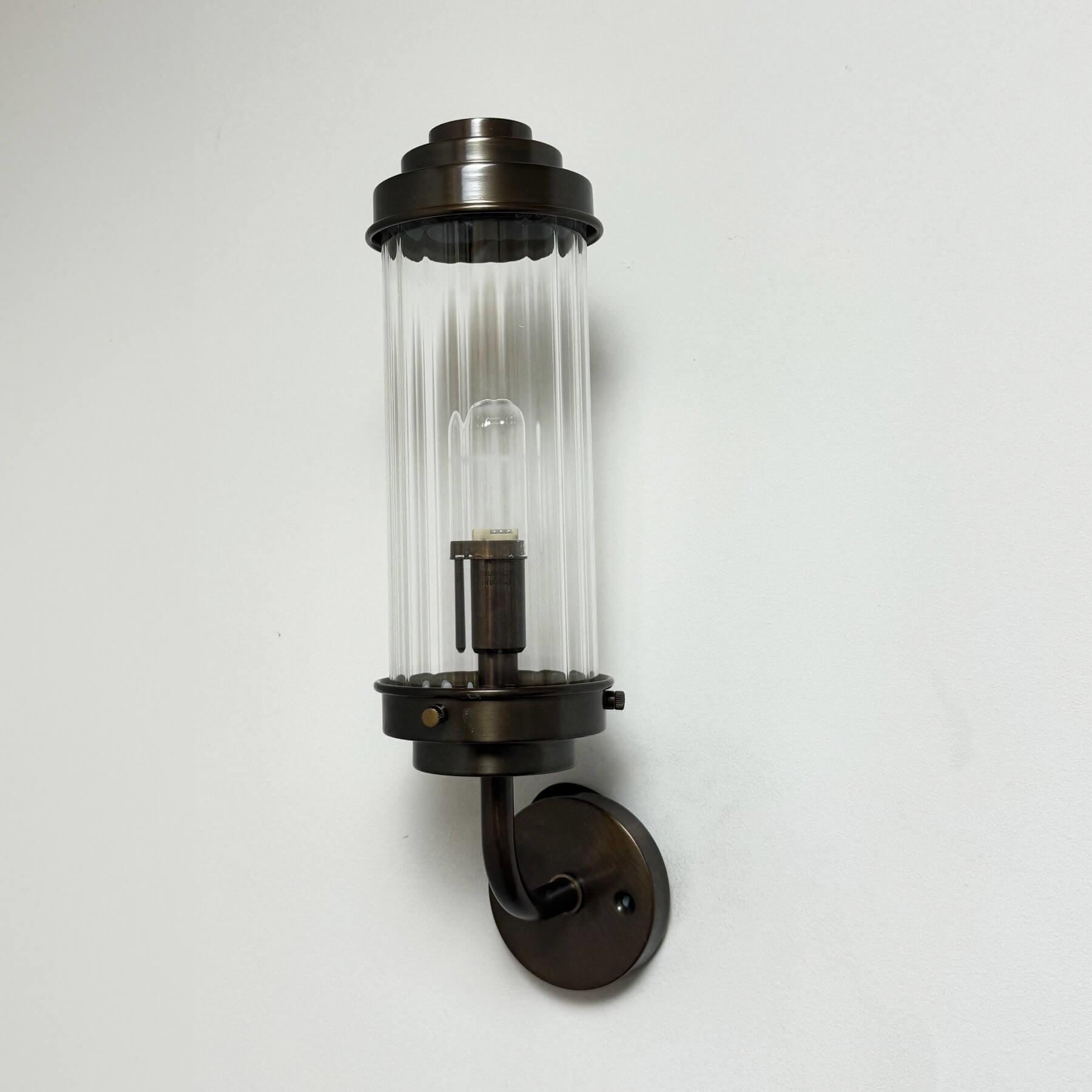 Old School Electric Pimlico Bracket Wall Light Antique Brass Clear