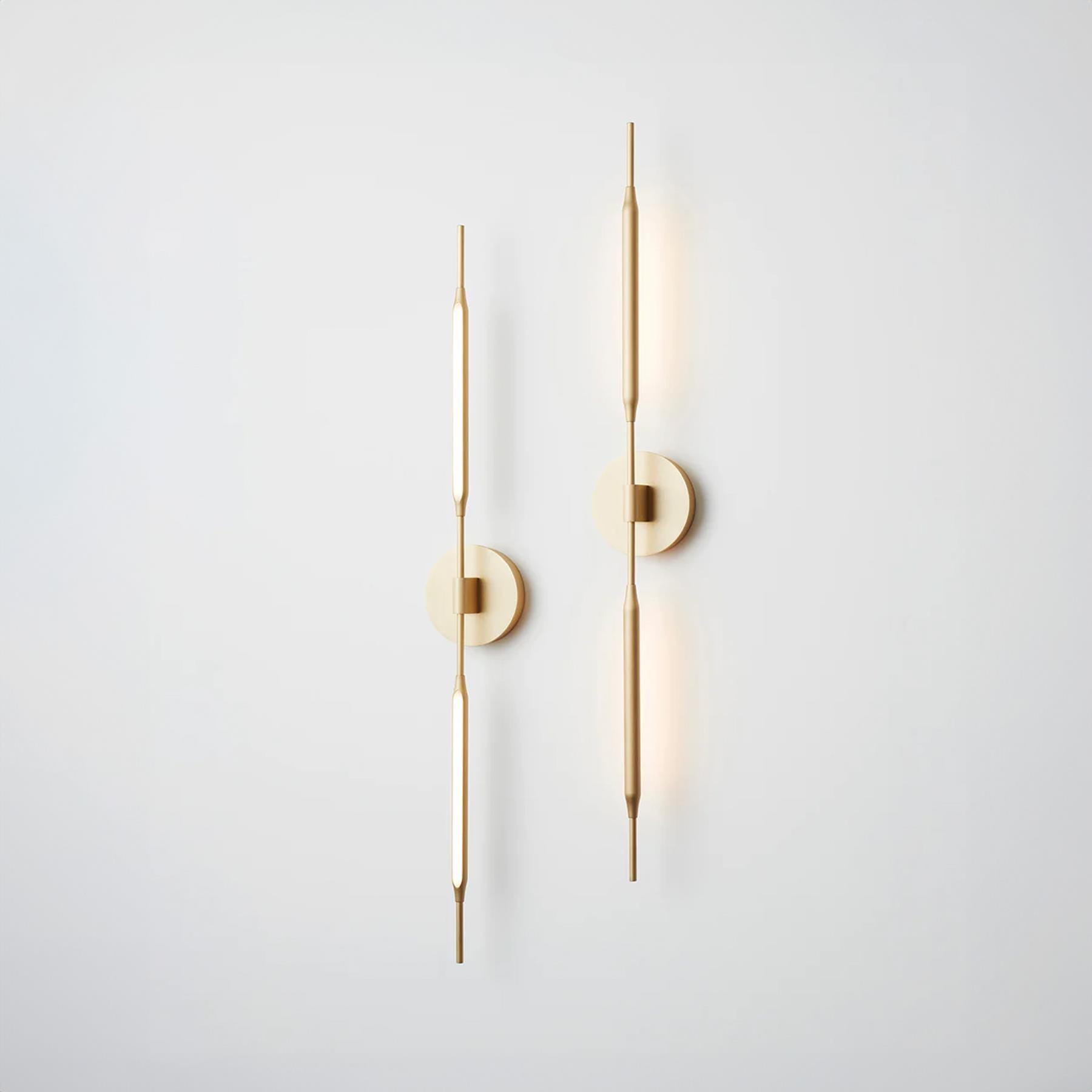 Tom Kirk Lighting Tom Kirk Reed Wall Light Rear Facing Brushed Brass Wall Lighting Brassgold