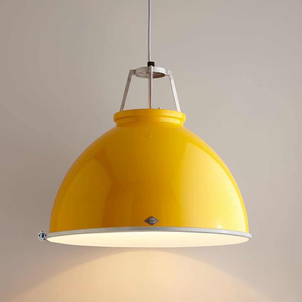 Original Btc Titan Pendant Size 5 Yellow White Interior Etched Glass Diffuser Designer Pendant Lighting