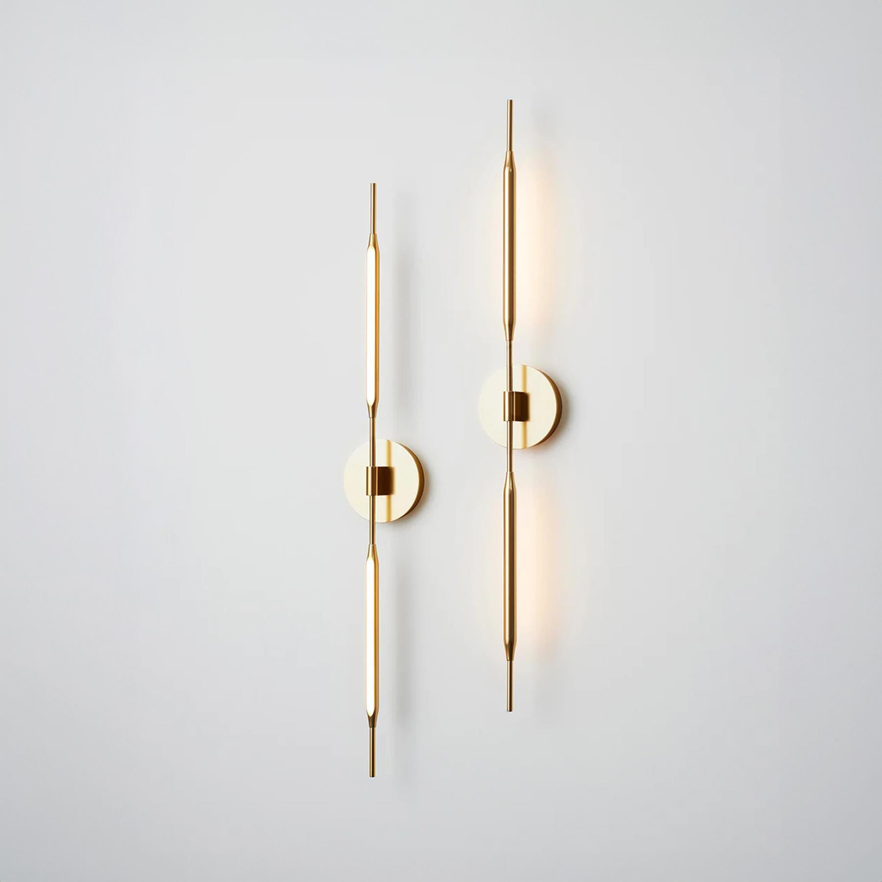 Tom Kirk Lighting Tom Kirk Reed Wall Light Rear Facing Satin Gold Wall Lighting Brassgold