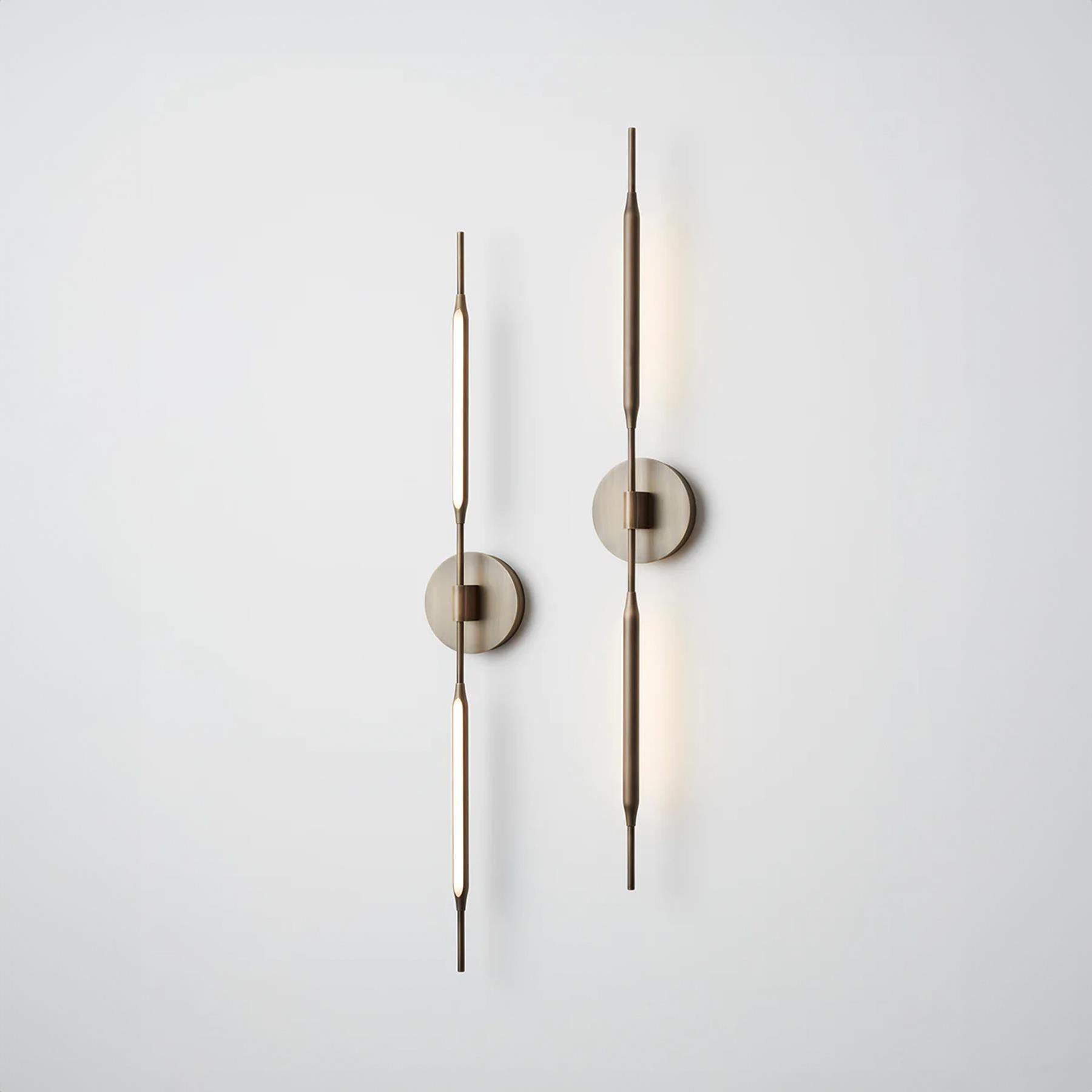 Tom Kirk Lighting Tom Kirk Reed Wall Light Rear Facing Brass Based Bronze Wall Lighting