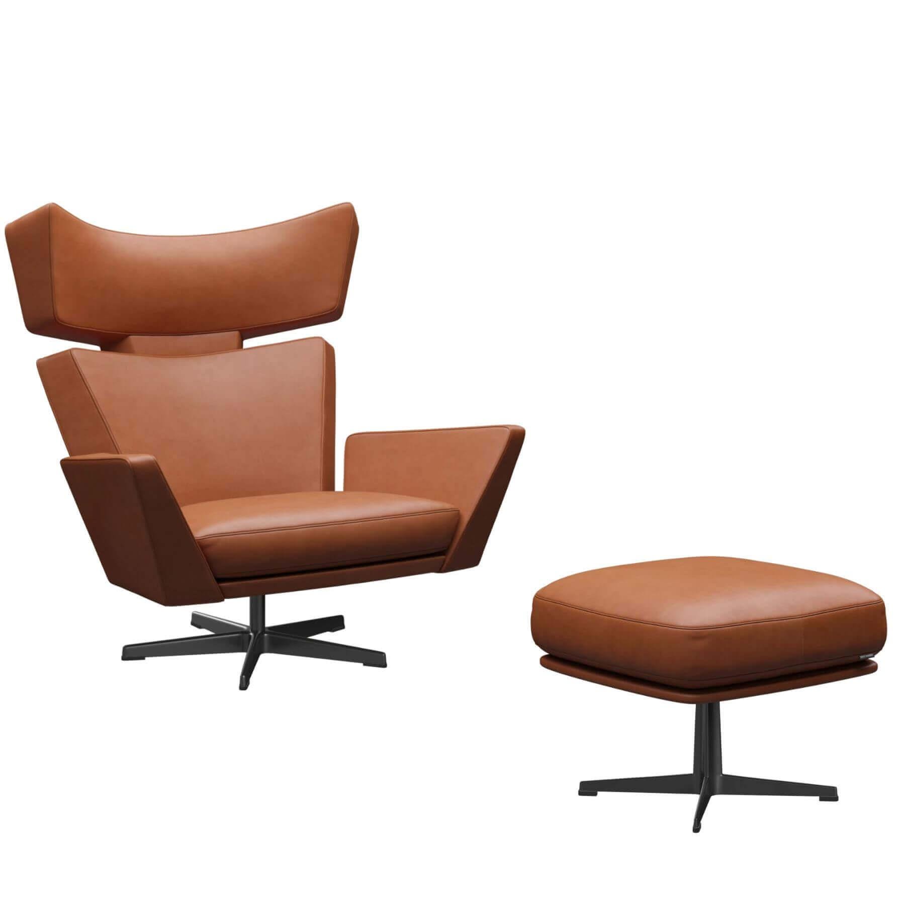 Fritz Hansen Oksen Lounge Chair Grace Walnut Black Base With Ottoman Designer Furniture From Holloways Of Ludlow