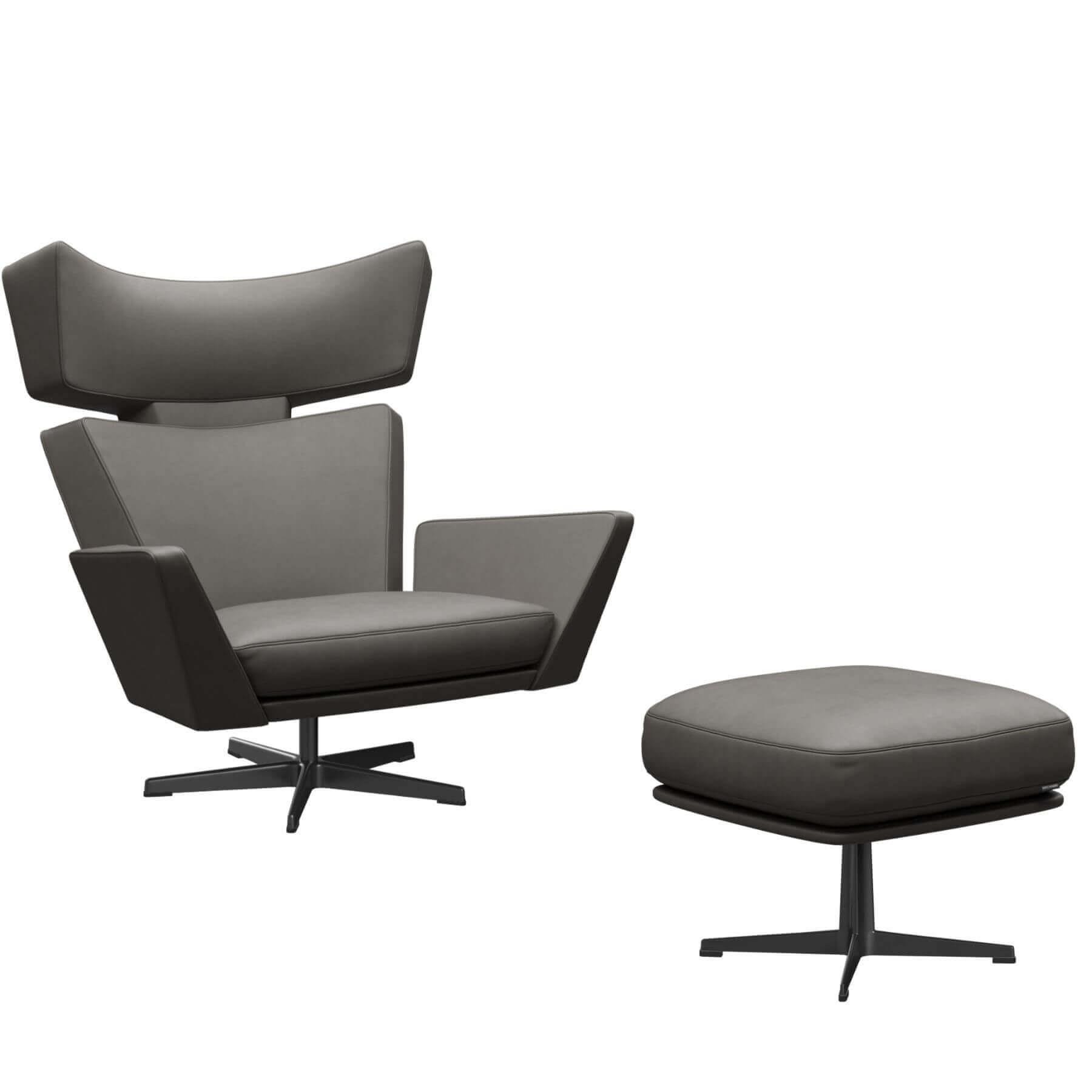 Fritz Hansen Oksen Lounge Chair Essential Lava Black Base With Ottoman Designer Furniture From Holloways Of Ludlow