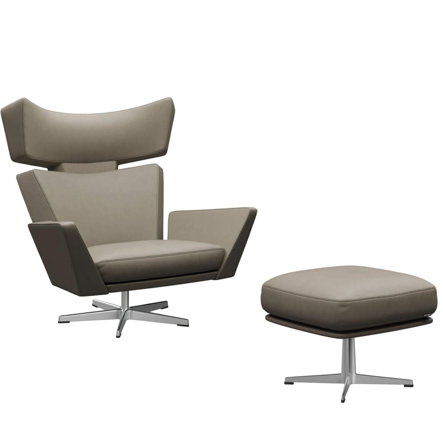 Fritz Hansen Oksen Lounge Chair Essential Light Grey Brushed Matt Base With Ottoman Designer Furniture From Holloways Of Ludlow