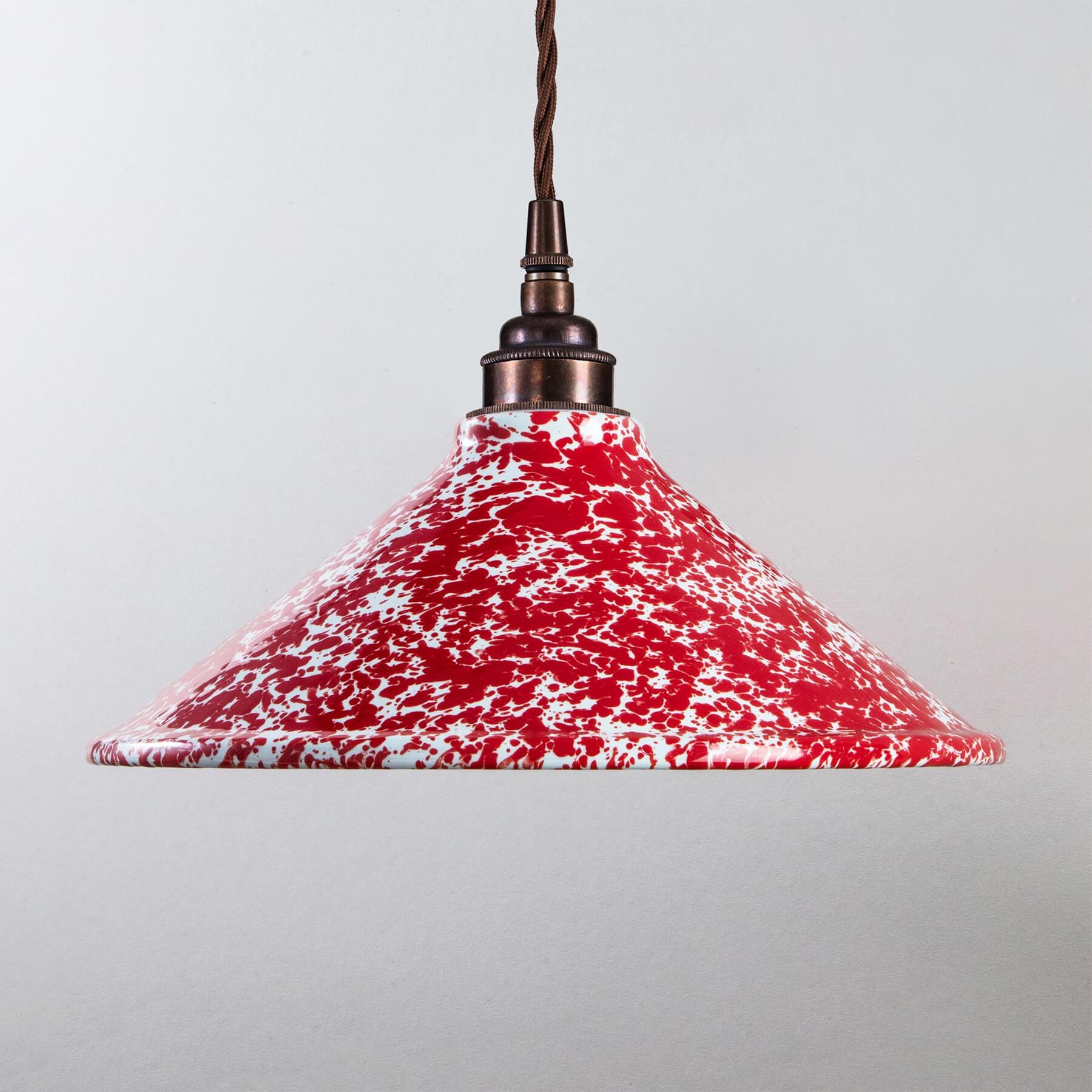 Old School Electric Splatter Wear Pendant Light Red Shade Antique Brass Fittings Designer Pendant Lighting