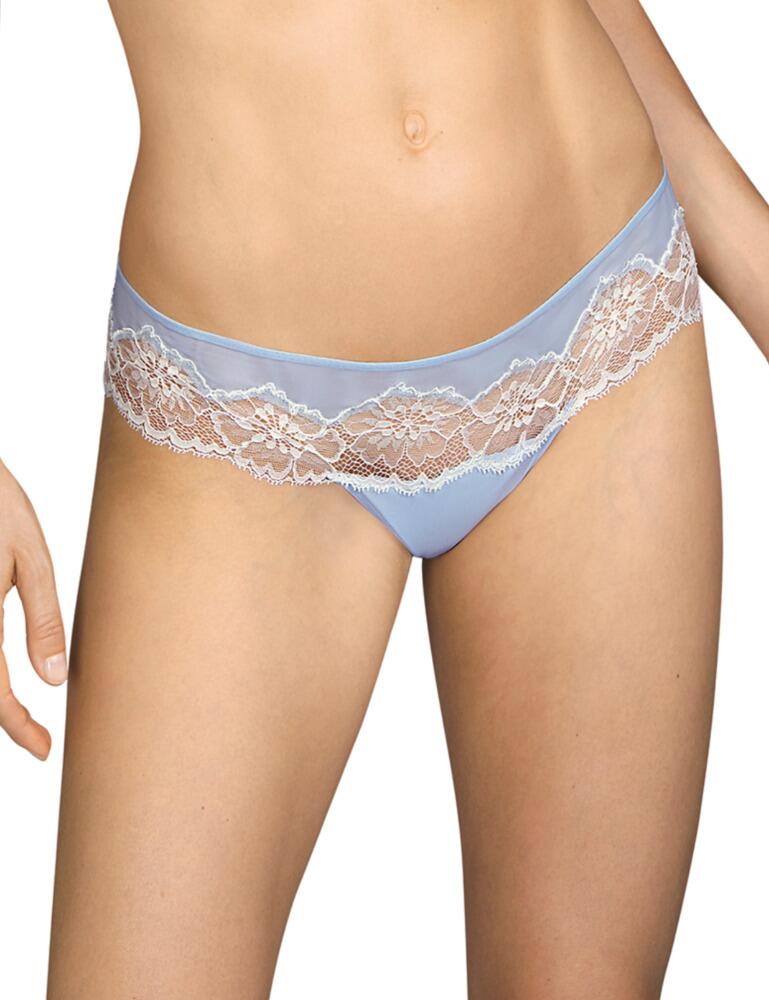 Look amazing in this thong from the Eden Rock collection by Andres Sarda. With a sheer lace the whole way around offering a barely-there feel. The exquisite style and high quality are fabulous addition to your lingerie drawer. Offering minimal coverage giving a sexy finish. Match with an equally amazing bra to finish the look.  Sheer lace Minimal coverage Elegant finish High quality Composition: 77% Polyamide &pipe; 14% Elastane &pipe; 9% Cotton  Listed in UK sizes  49199-89163-1191573 3308555 Thong