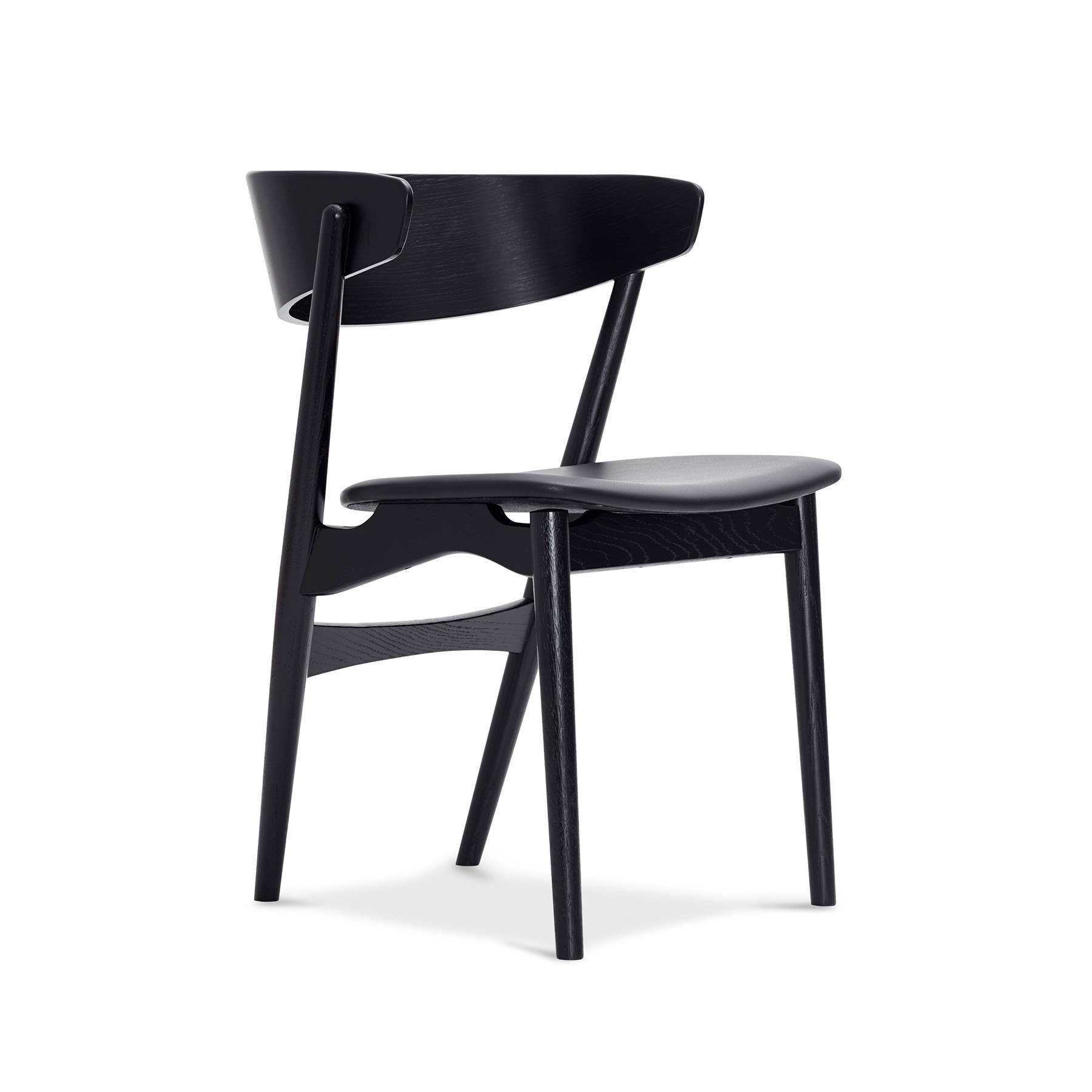 Sibast No 7 Dining Chair Upholstered Seat Black Oak Saga Black Leather Designer Furniture From Holloways Of Ludlow