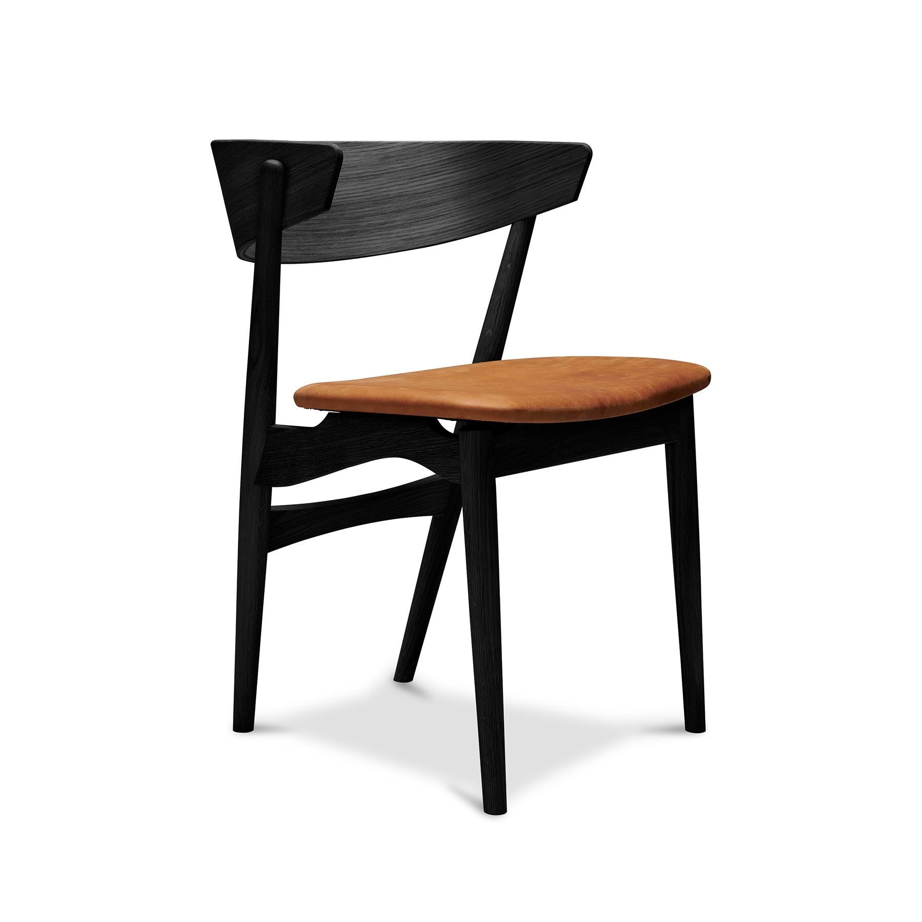 Sibast No 7 Dining Chair Upholstered Seat Black Oak Dunes Cognac Designer Furniture From Holloways Of Ludlow